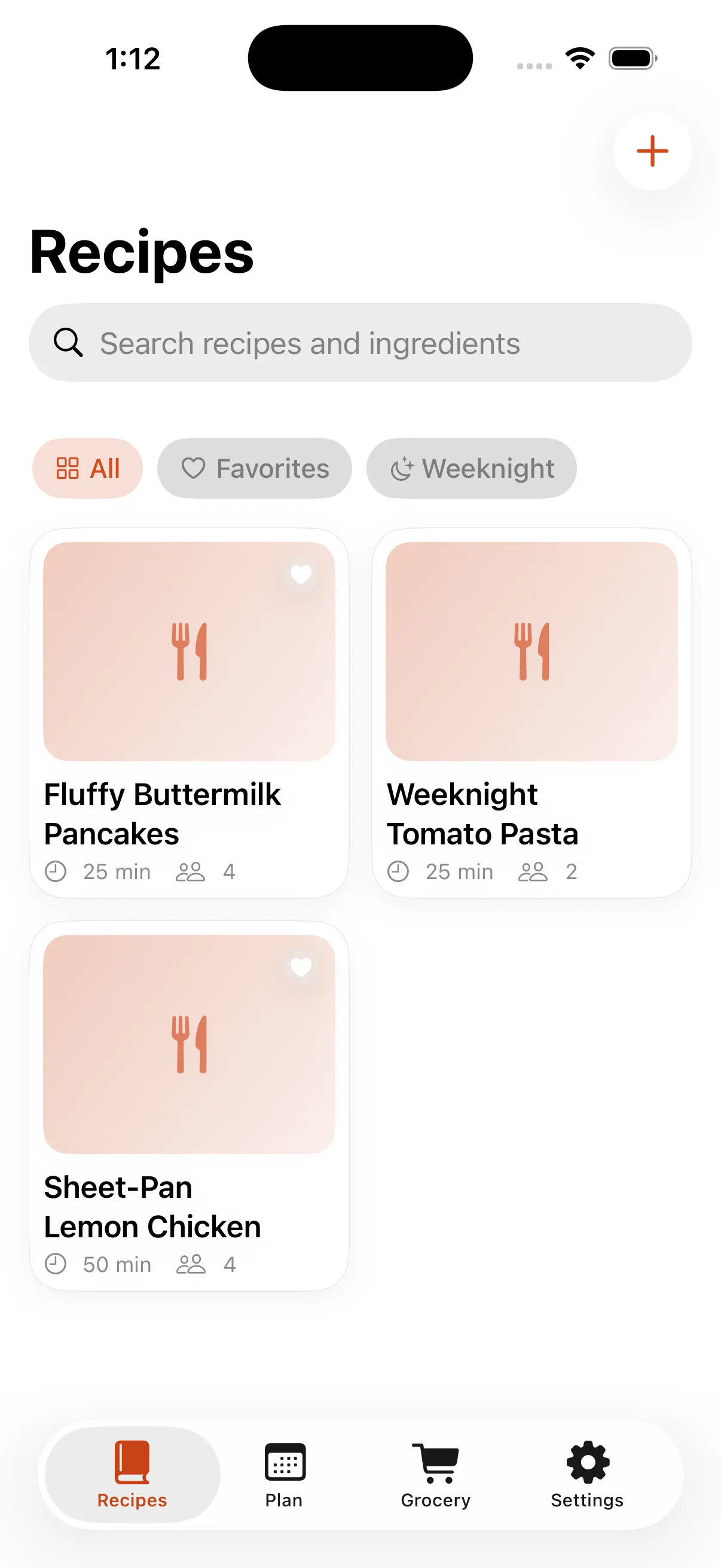 La biblioteca de recetas de Trivet en el iPhone